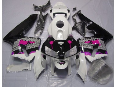 2005-2006 Pink Splatter on Gloss Black Honda CBR600RR Motorcycle Fairings