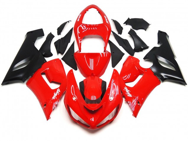 2005-2006 Plain Gloss Red White Decals Kawasaki ZX6R Motorcycle Fairings 2005-2006 Plain Gloss Red White Decals Kawasaki ZX6R Motorcycle Fairings