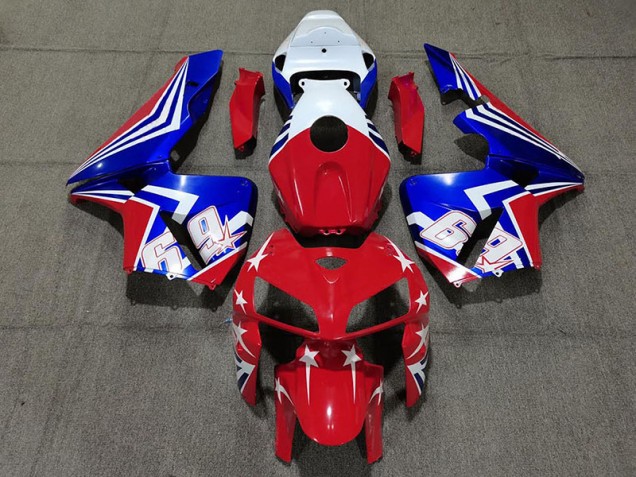 2005-2006 Red White and Blue 69 Honda CBR600RR Motorcycle Fairings 2005-2006 Red White and Blue 69 Honda CBR600RR Motorcycle Fairings