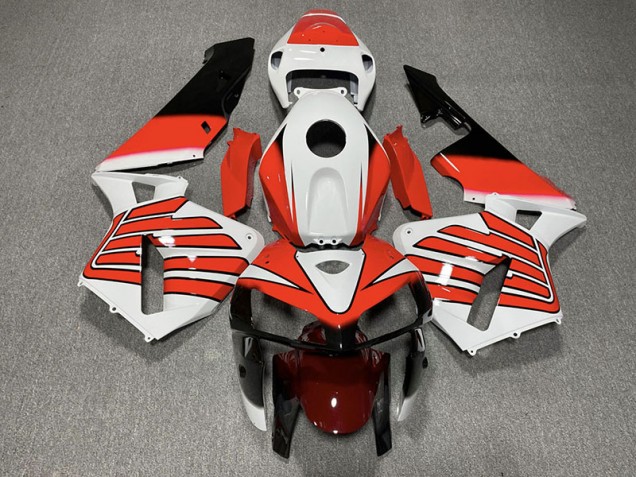 2005-2006 Red and White Wings Honda CBR600RR Motorcycle Fairings 2005-2006 Red and White Wings Honda CBR600RR Motorcycle Fairings