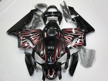 2005-2006 Silver and Red Flame Honda CBR600RR Motorcycle Fairings