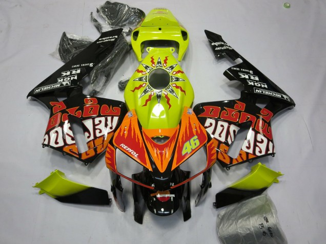 2005-2006 Vibrant Yellow Rossi Honda CBR600RR Motorcycle Fairings 2005-2006 Vibrant Yellow Rossi Honda CBR600RR Motorcycle Fairings