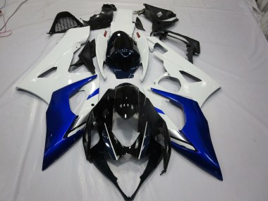 2005-2006 White and Blue Suzuki GSXR 1000 Motorcycle Fairings