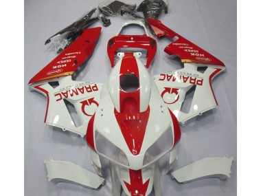 2005-2006 White and Red Custom Honda CBR600RR Motorcycle Fairings