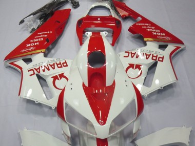 2005-2006 White and Red Custom Honda CBR600RR Motorcycle Fairings