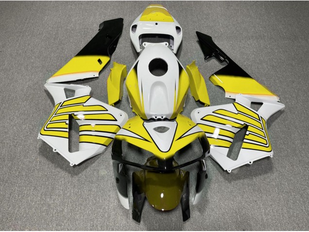 2005-2006 Yellow and White Wings Honda CBR600RR Motorcycle Fairings 2005-2006 Yellow and White Wings Honda CBR600RR Motorcycle Fairings