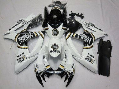 2006-2007 Black White Lucky Strike Suzuki GSXR 600-750 Motorcycle Fairings