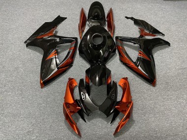 2006-2007 Black and Burnt Orange Suzuki GSXR 600-750 Motorcycle Fairings