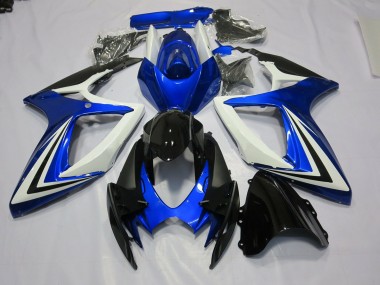 2006-2007 Blue Black and White Suzuki GSXR 600-750 Motorcycle Fairings