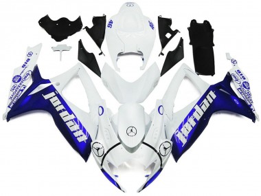 2006-2007 Blue and White Jordan Gloss Style Suzuki GSXR 600-750 Motorcycle Fairings