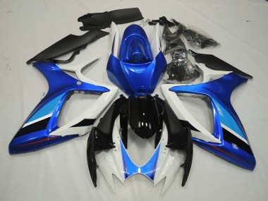 2006-2007 Blue and White Suzuki GSXR 600-750 Motorcycle Fairings