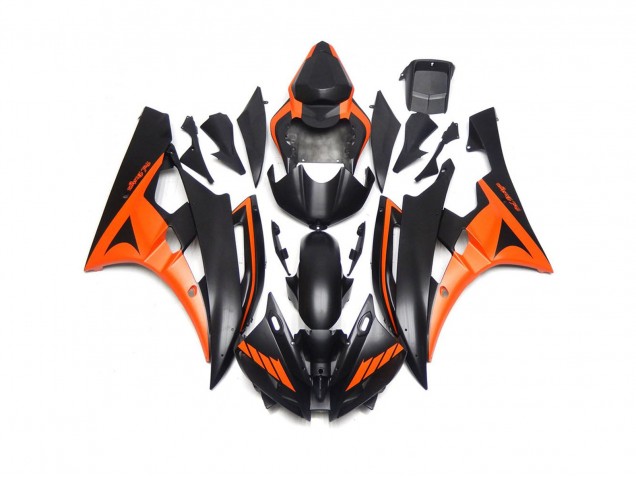 2006-2007 Custom Matte Black and Orange Yamaha R6 Motorcycle Fairings 2006-2007 Custom Matte Black and Orange Yamaha R6 Motorcycle Fairings