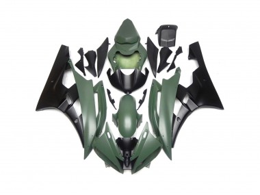 2006-2007 Custom Matte Green and Black Yamaha R6 Motorcycle Fairings