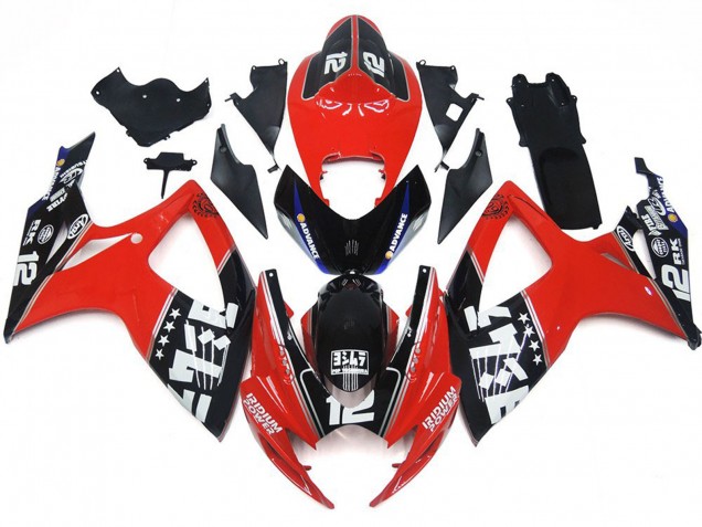 2006-2007 Custom Red and Black logos Suzuki GSXR 600-750 Motorcycle Fairings 2006-2007 Custom Red and Black logos Suzuki GSXR 600-750 Motorcycle Fairings