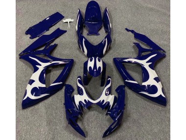 2006-2007 Dark Blue & White Design Suzuki GSXR 600-750 Motorcycle Fairings
