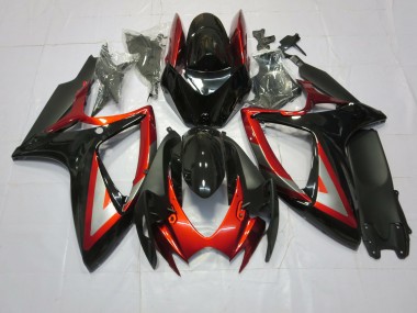 2006-2007 Deep Red Black Suzuki GSXR 600-750 Motorcycle Fairings