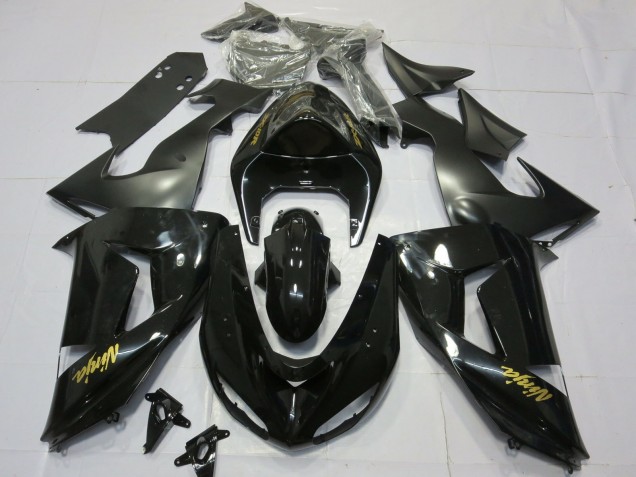 2006-2007 Gloss Black Gold Kawasaki ZX10R Motorcycle Fairings 2006-2007 Gloss Black Gold Kawasaki ZX10R Motorcycle Fairings