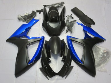 2006-2007 Gloss Blue and Matte Black Suzuki GSXR 600-750 Motorcycle Fairings