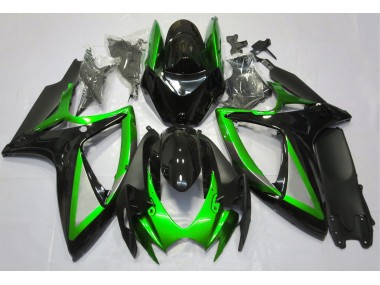2006-2007 Gloss Green and Black Suzuki GSXR 600-750 Motorcycle Fairings
