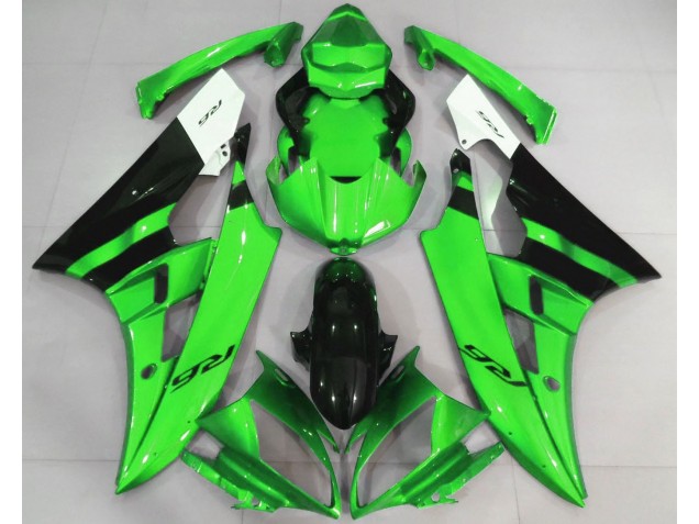 2006-2007 Gloss Green and Black Yamaha R6 Motorcycle Fairings 2006-2007 Gloss Green and Black Yamaha R6 Motorcycle Fairings