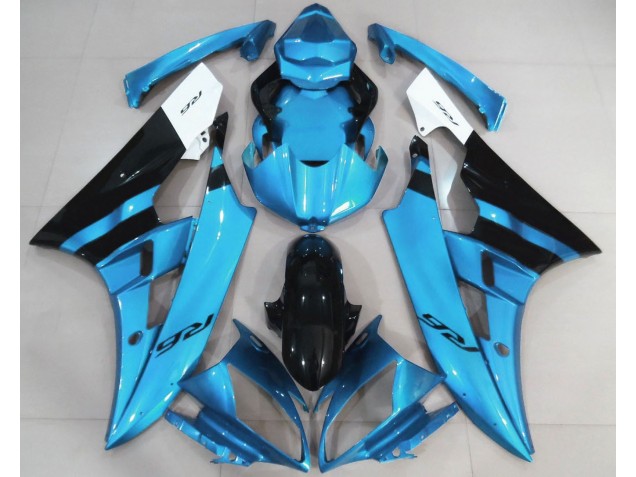 2006-2007 Gloss Light Blue and Black Yamaha R6 Motorcycle Fairings 2006-2007 Gloss Light Blue and Black Yamaha R6 Motorcycle Fairings
