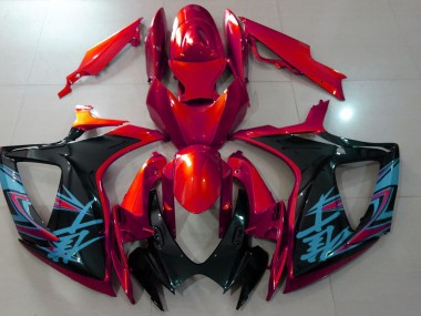 2006-2007 Gloss Red & Black Suzuki GSXR 600-750 Motorcycle Fairings