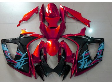 2006-2007 Gloss Red & Black Suzuki GSXR 600-750 Motorcycle Fairings