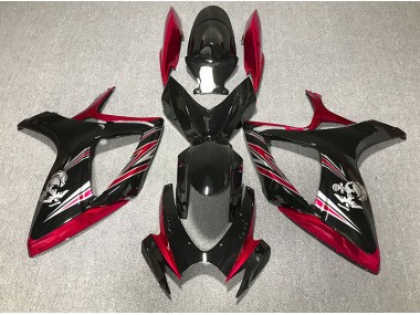2006-2007 Gloss Red and Black Design Suzuki GSXR 600-750 Motorcycle Fairings