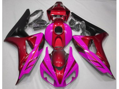 2006-2007 Gloss Red and Pink Honda CBR1000RR Motorcycle Fairings