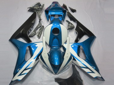 2006-2007 Gloss White and Blue Honda CBR1000RR Motorcycle Fairings