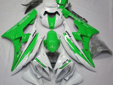 2006-2007 Gloss White and Green Yamaha R6 Motorcycle Fairings
