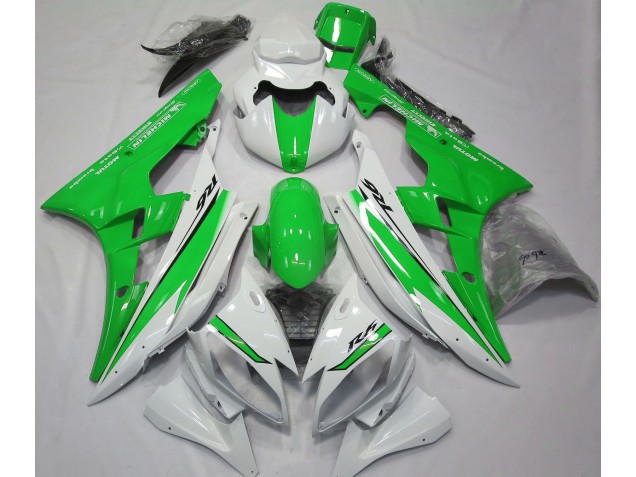2006-2007 Gloss White and Green Yamaha R6 Motorcycle Fairings 2006-2007 Gloss White and Green Yamaha R6 Motorcycle Fairings