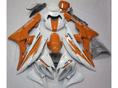 2006-2007 Gloss White and Orange Yamaha R6 Motorcycle Fairings
