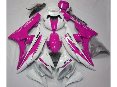 2006-2007 Gloss White and Pink Yamaha R6 Motorcycle Fairings