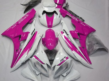 2006-2007 Gloss White and Pink Yamaha R6 Motorcycle Fairings