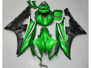 2006-2007 Green Black and White Yamaha R6 Motorcycle Fairings