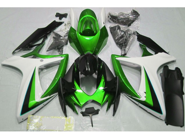 2006-2007 Green & White Suzuki GSXR 600-750 Motorcycle Fairings 2006-2007 Green & White Suzuki GSXR 600-750 Motorcycle Fairings