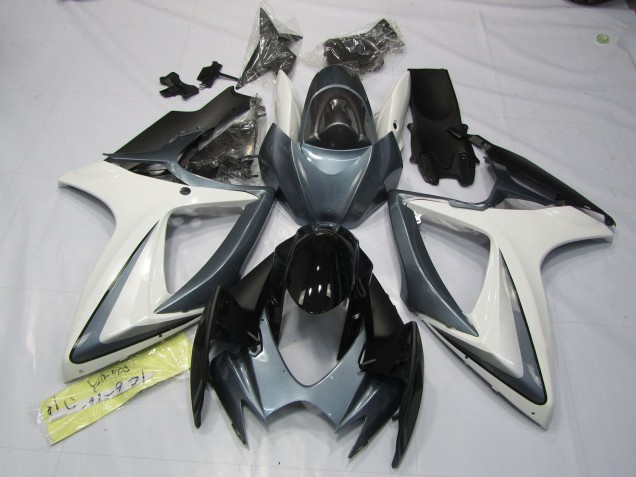 2006-2007 Grey and White Suzuki GSXR 600-750 Motorcycle Fairings 2006-2007 Grey and White Suzuki GSXR 600-750 Motorcycle Fairings