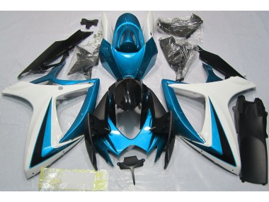 2006-2007 Light Blue & White Suzuki GSXR 600-750 Motorcycle Fairings