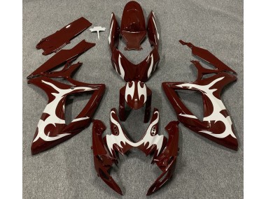 2006-2007 Maroon and White Suzuki GSXR 600-750 Motorcycle Fairings