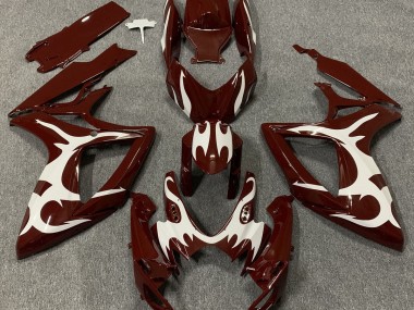 2006-2007 Maroon and White Suzuki GSXR 600-750 Motorcycle Fairings