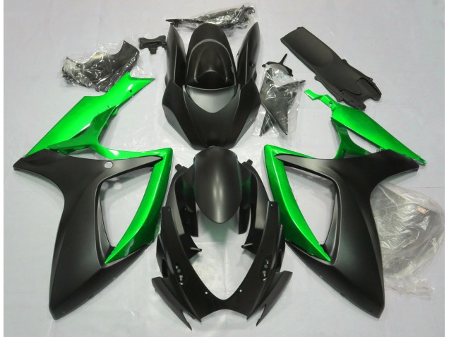 2006-2007 Matte Black & Green Suzuki GSXR 600-750 Motorcycle Fairings 2006-2007 Matte Black & Green Suzuki GSXR 600-750 Motorcycle Fairings
