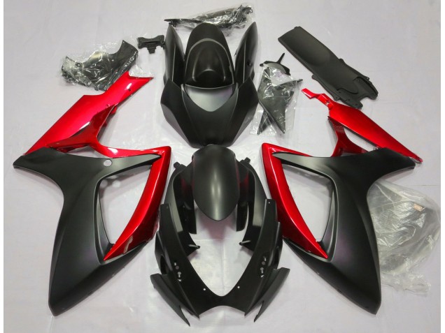 2006-2007 Matte Black & Red Suzuki GSXR 600-750 Motorcycle Fairings 2006-2007 Matte Black & Red Suzuki GSXR 600-750 Motorcycle Fairings