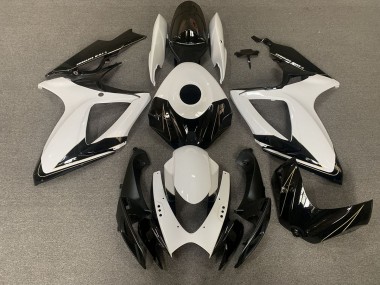 2006-2007 Matte Black and Gloss White Suzuki GSXR 600-750 Motorcycle Fairings