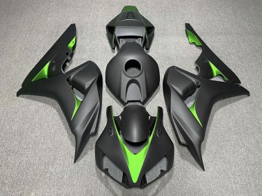 2006-2007 Matte Black and Green Honda CBR1000RR Motorcycle Fairings