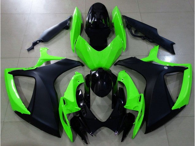 2006-2007 Matte Black and Green Suzuki GSXR 600-750 Motorcycle Fairings 2006-2007 Matte Black and Green Suzuki GSXR 600-750 Motorcycle Fairings