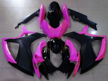 2006-2007 Matte Black and Pink Suzuki GSXR 600-750 Motorcycle Fairings