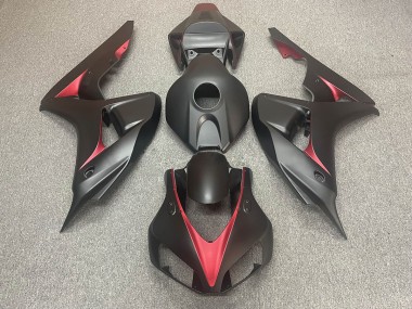 2006-2007 Matte Black and Red Honda CBR1000RR Motorcycle Fairings