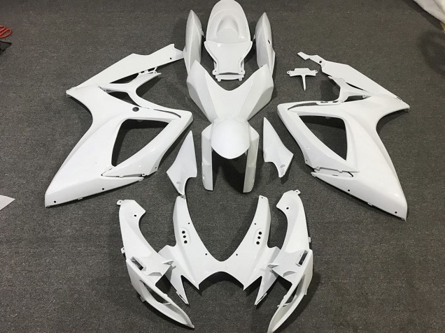 2006-2007 Matte White Suzuki GSXR 600-750 Motorcycle Fairings 2006-2007 Matte White Suzuki GSXR 600-750 Motorcycle Fairings