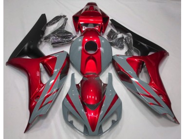 2006-2007 Nardo Grey and Red Honda CBR1000RR Motorcycle Fairings